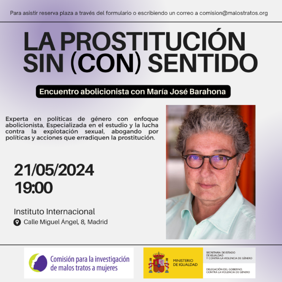 La CIMTM organiza una conferencia sobre prostitución con María José Barahona 