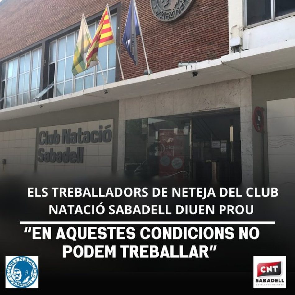 La plantilla de neteja del Club Natació Sabadell denuncia una situació laboral insostenible 
