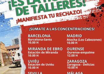 El sindicato ferroviario convoca huelga de 24 horas en los talleres de RENFE para el próximo día 14 de junio