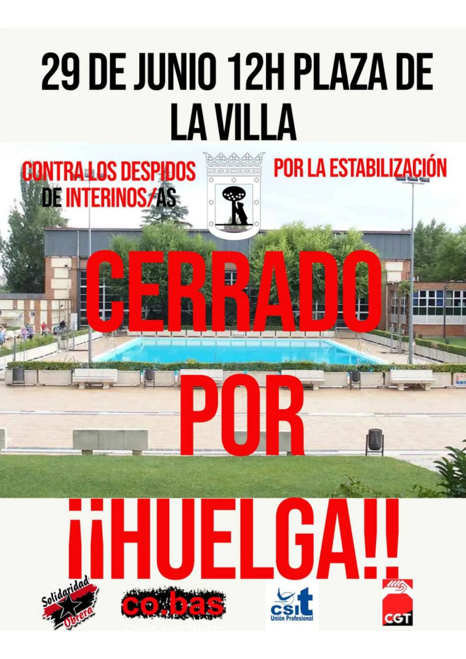 Ante los despidos masivos, convocan dos jornadas de huelga en las piscinas municipales de Madrid: 29 de junio y 2 de julio