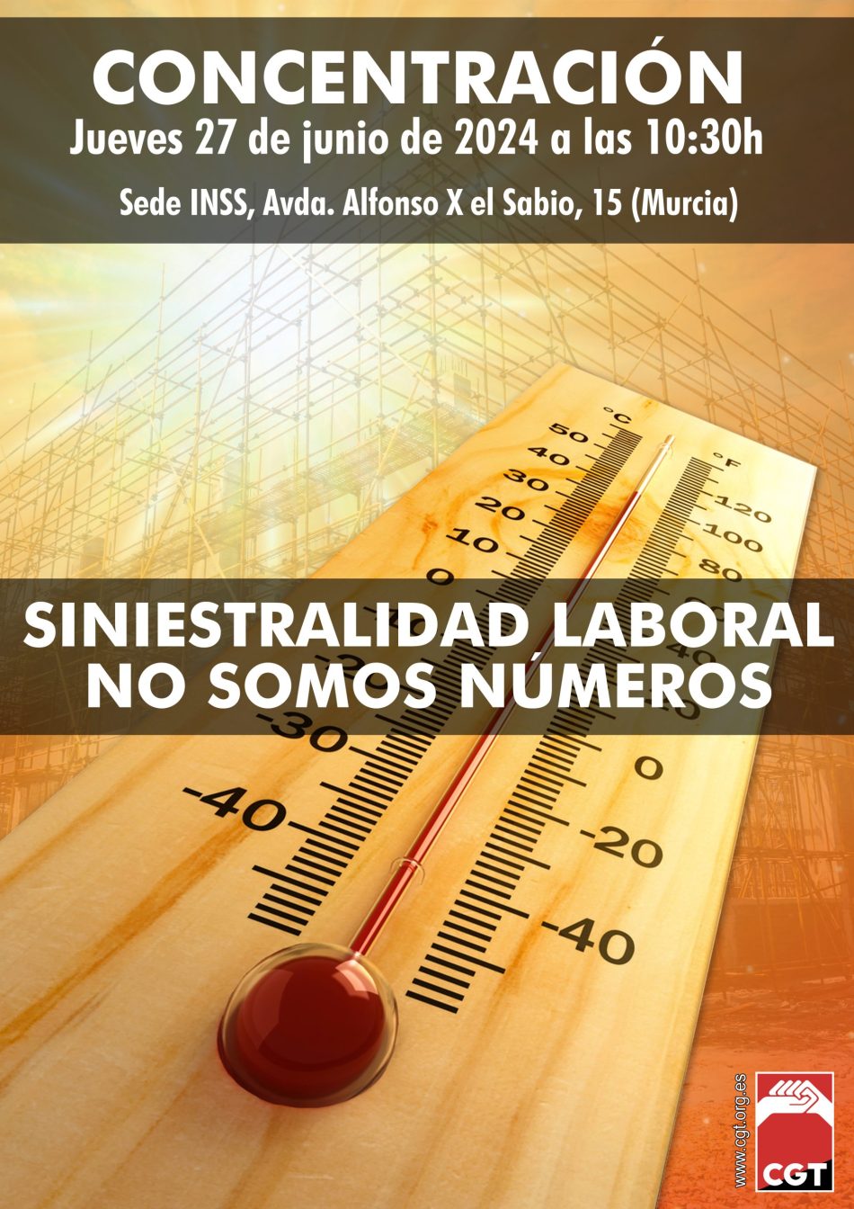 CGT señala la elevada tasa de accidentes laborales en Murcia y anuncia movilizaciones ante el INNS