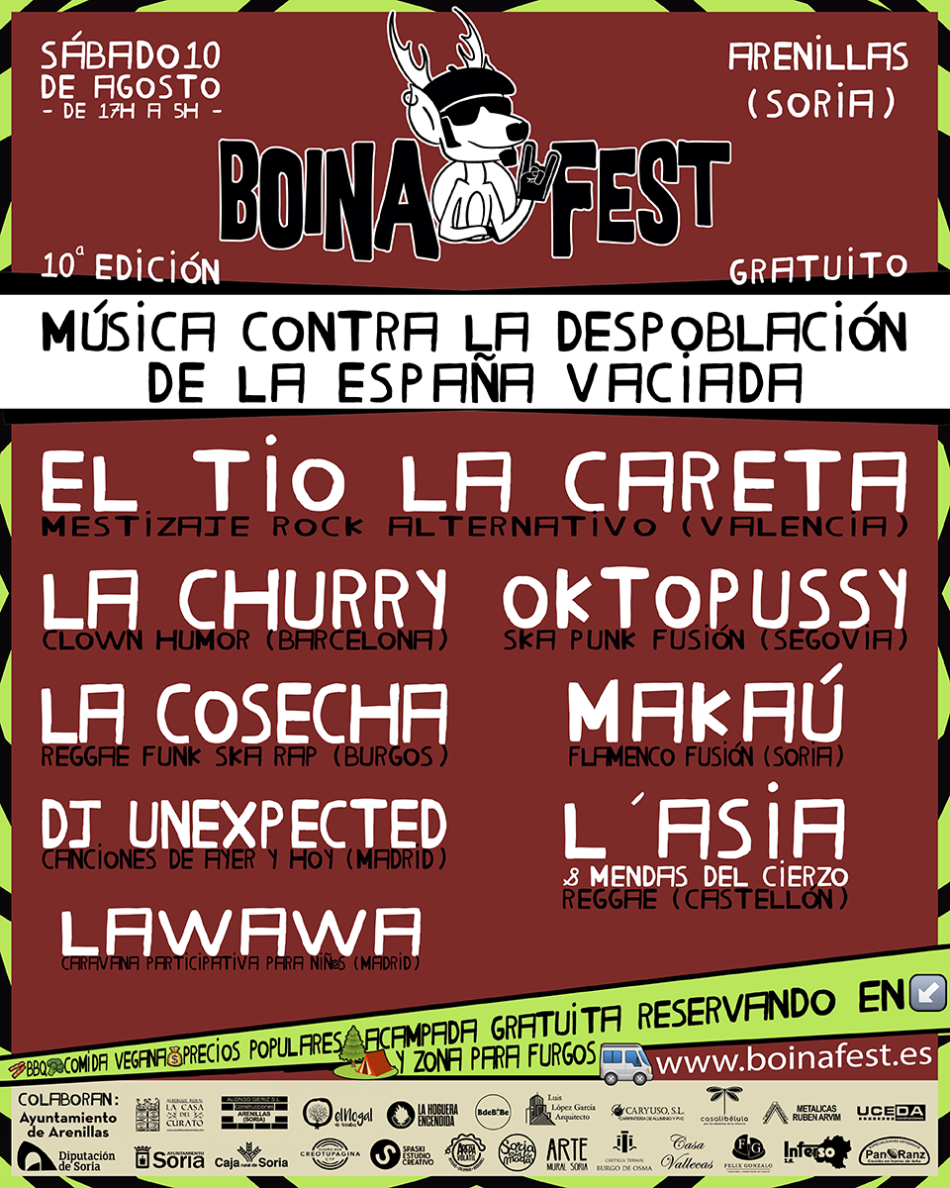 El Tío la Careta, La Churry, dj Unexpected y La Wawa se unen al cartel de la 10ª edición del Boina Fest contra la despoblación