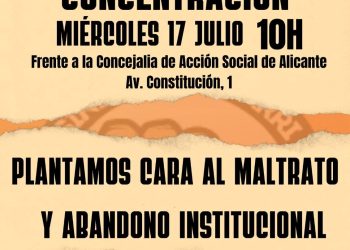 El Sindicat de Barri de Carolines (Alicante) convoca concentración de protesta contra de la dejación de funciones por parte de la Concejalía de Acción Social frente a desahucios de personas vulnerables