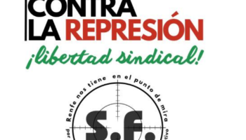 Concentración en defensa de la libertad sindical, contra la represión de la dirección de RENFE hacia el Sindicato Ferroviario, el 23 de julio