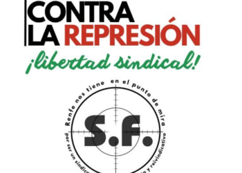 Concentración en defensa de la libertad sindical, contra la represión de la dirección de RENFE hacia el Sindicato Ferroviario, el 23 de julio