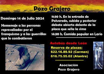 Otro año más, la Agrupación Pozo Grajero invita a subir a la Sima, donde se homenajeará a los represaliados por el Franquismo