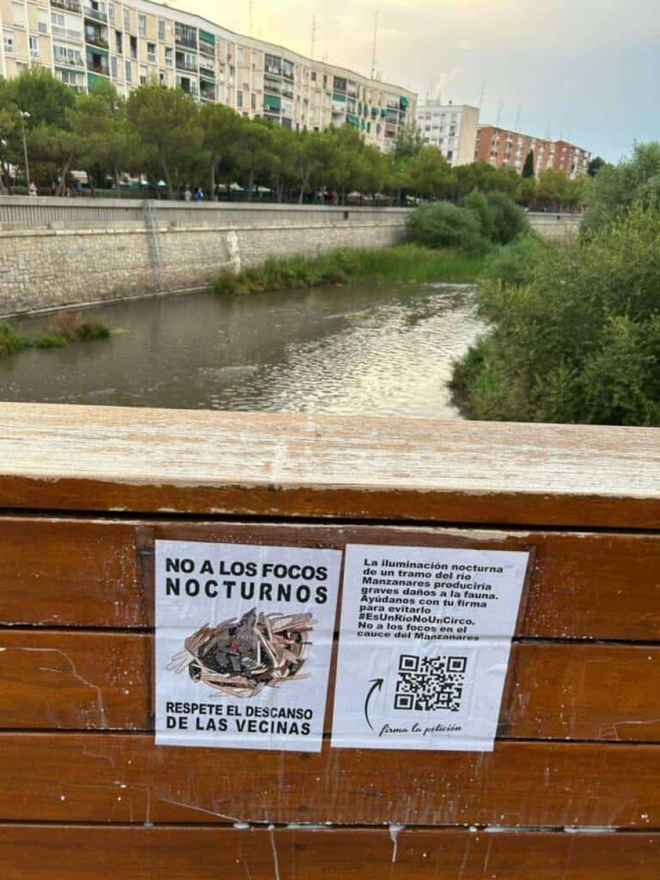 Más de 50.000 personas reclaman al Ayuntamiento de Madrid que abandone la instalación de iluminación nocturna en un tramo del río Manzanares