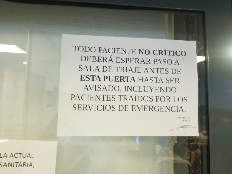 A CIG denuncia o protocolo do CHOP que obriga ao persoal de emerxencias a agardar cos doentes até que pasen a triaxe