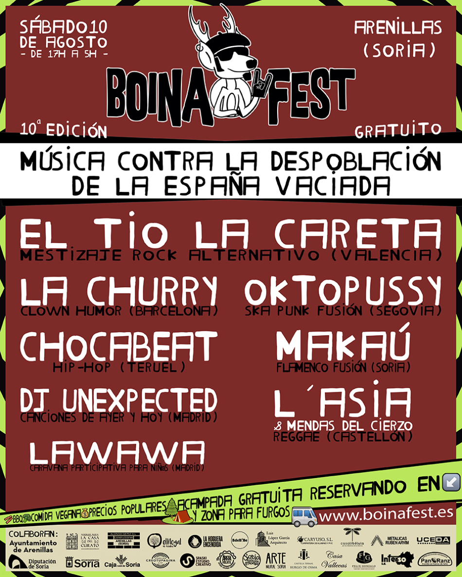 Este sábado el 10º Boina Fest multiplicará por 25 los habitantes de Arenillas (Soria) con su música contra la despoblación