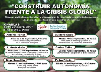 CGT participará en las jornadas «Construir autonomía frente a la crisis global» en Gijón del 6 al 16 de septiembre