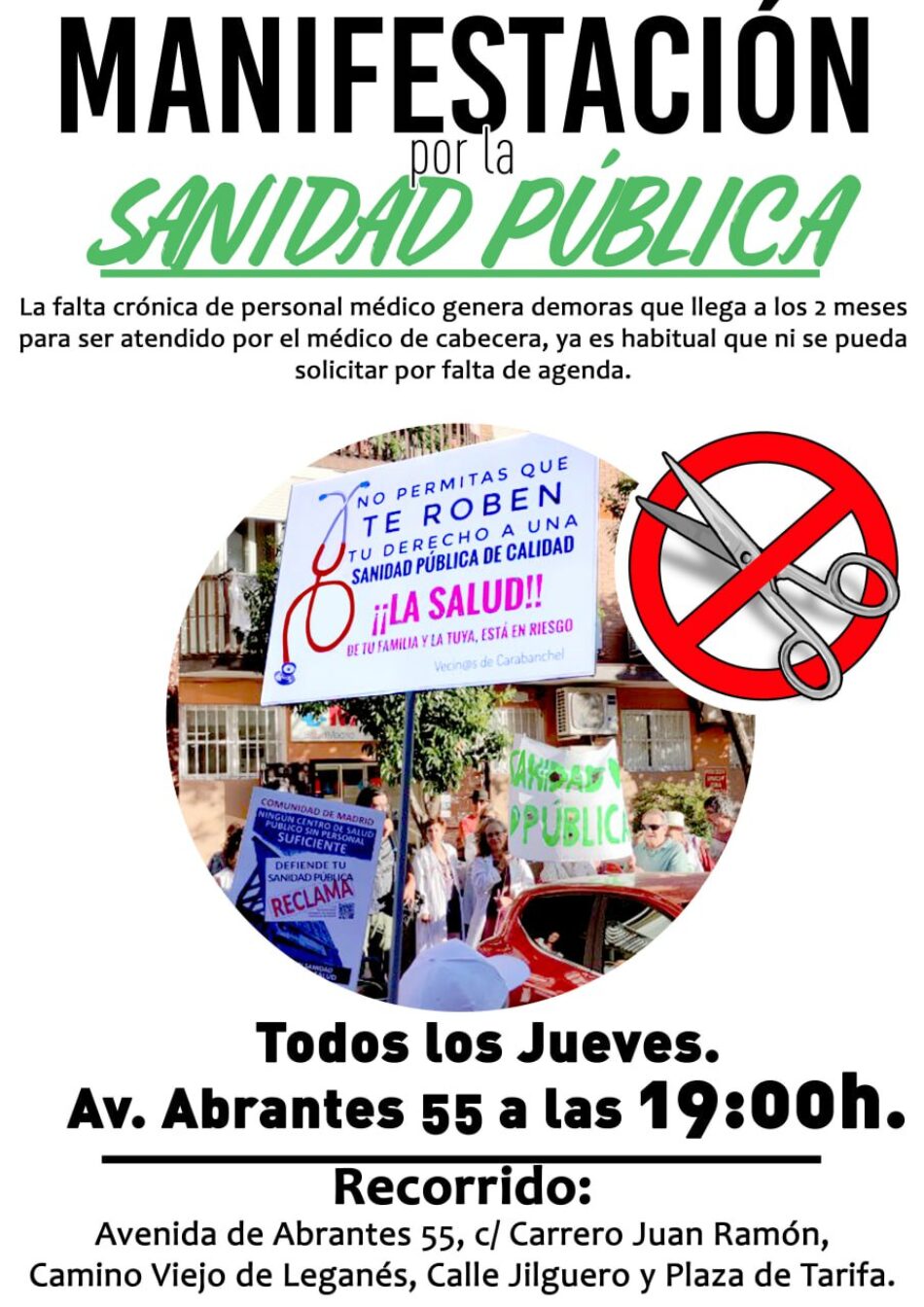 Nueva protesta en Carabanchel en defensa de la Sanidad Pública