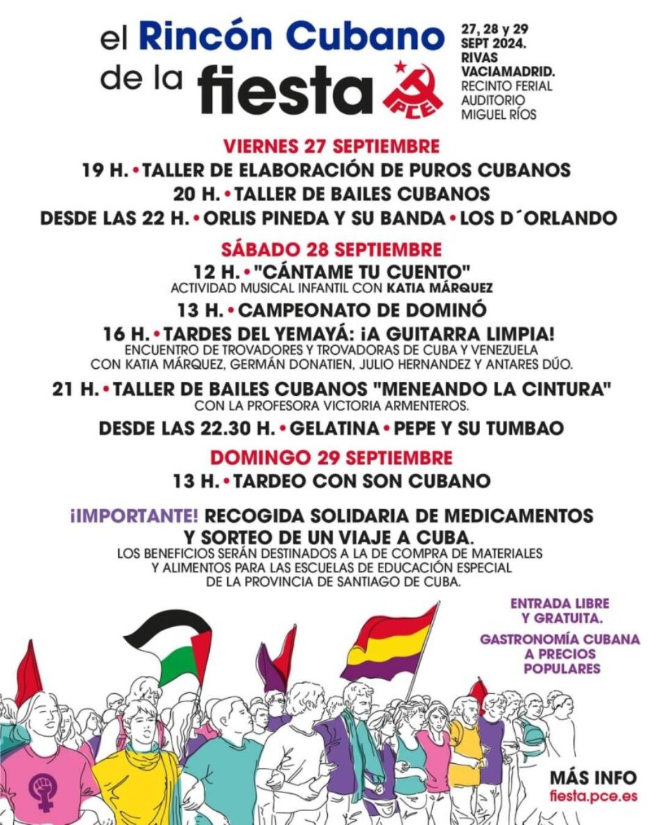 Cuba presente en la Fiesta PCE 2024: charlas, documental y conciertos del 27 al 29 de septiembre