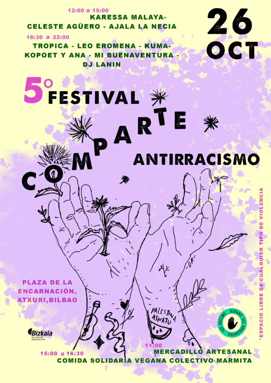 V Edición del Festival compARTE Antirracismo: Una Jornada de Música, Arte y Resistencia en Atxuri, Bilbao