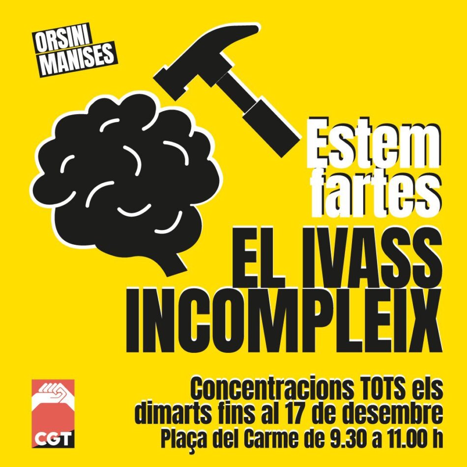 El sindicato CGT anuncia concentraciones todos los martes hasta el 17 de septiembre a las puertas de la IVASS