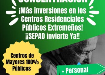 UED apoya la nueva concentración  contra la situación precaria de los Centros de Mayores del SEPAD ante la asamblea de Extremadura el día 7 de noviembre