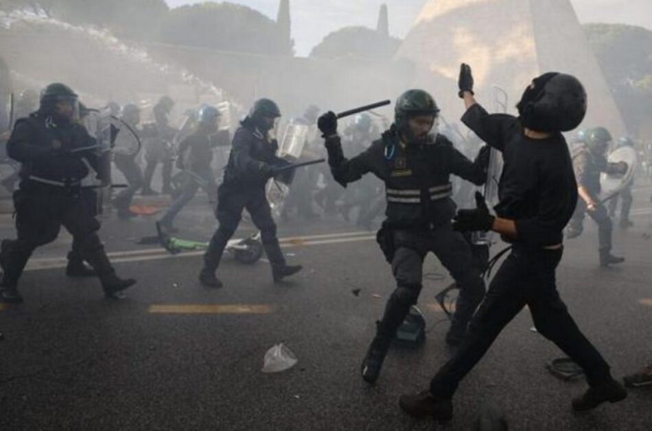 La policía reprende violentamente la movilización en solidaridad con Palestina en Roma