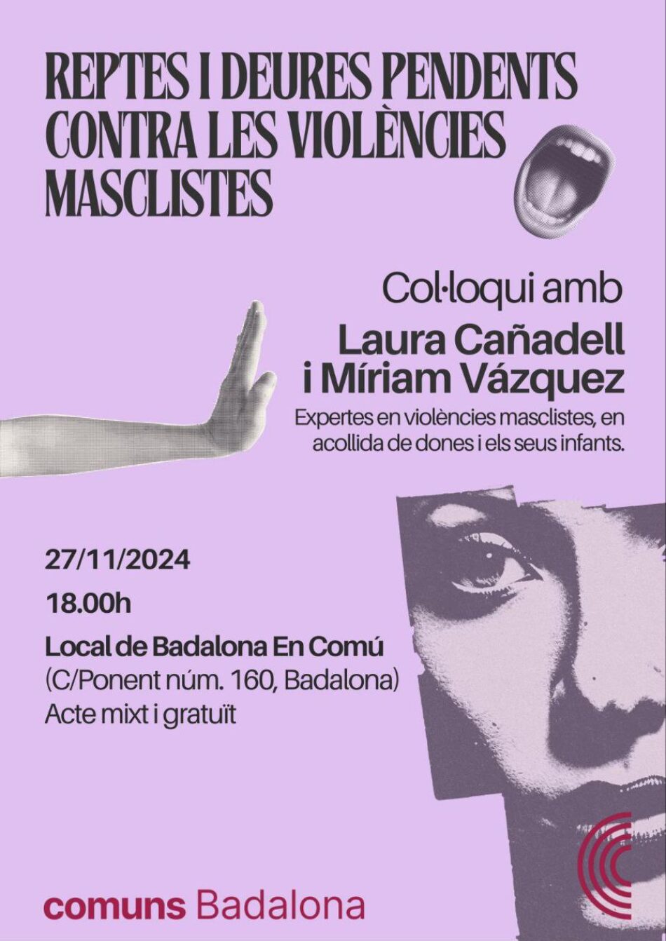 Badalona En Comú organitza un acte en el marc dels actes vinculats al 25 N dia Internacional de l’eliminació de la violència envers les dones