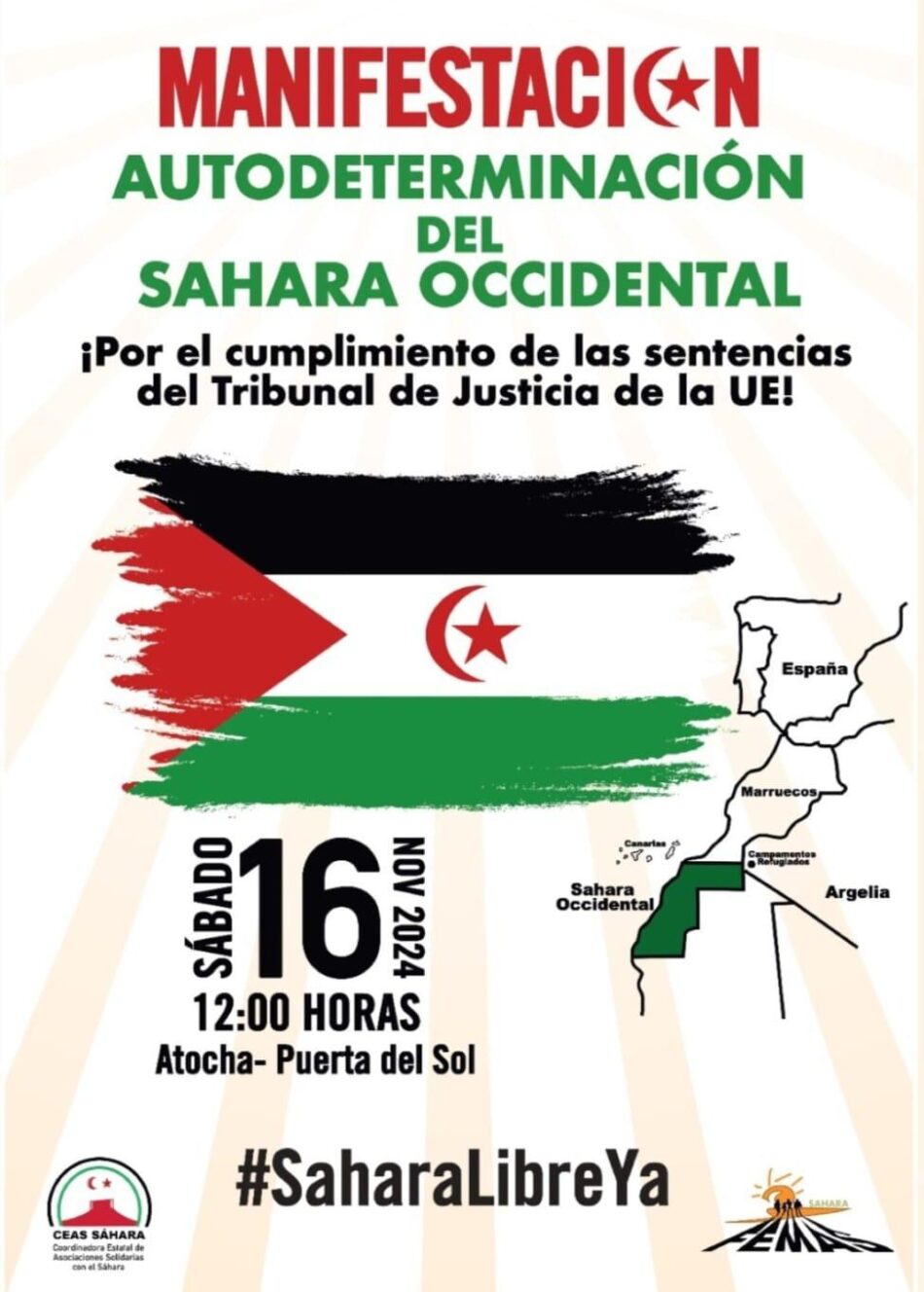 Manifestación por la autodeterminación del Sáhara Occidental, el 16 de noviembre en Madrid