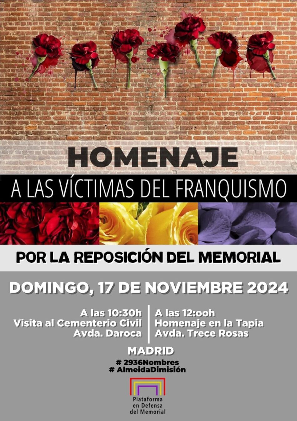 Homenaje a las víctimas del franquismo y por la reposición del Memorial del Cementerio del Este