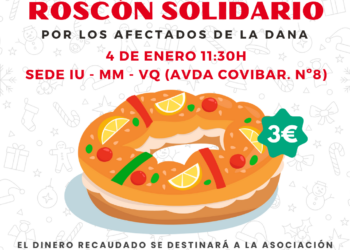 El Grupo Municipal Izquierda Unida Rivas – Más Madrid – Verdes Equo celebra, el próximo 4 de enero, su tradicional “Roscón solidario” este año destinado a la Kordinadora de Kolectivos Parke de Valencia