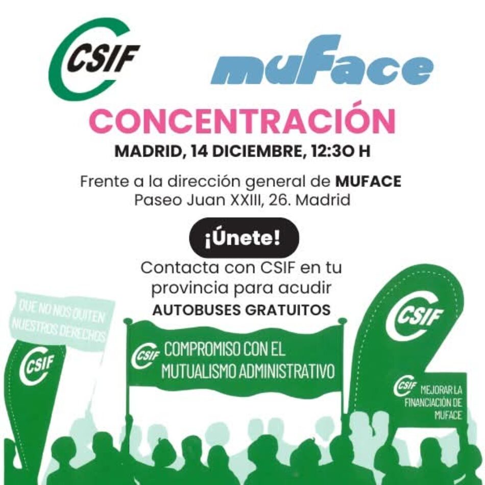 CSIF denuncia ante el Defensor del Pueblo y al Congreso centenares de quejas por retrasos, anulaciones y suspensiones de citas médicas en Muface, y convoca concentración el 14 de diciembre