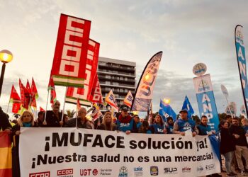 Miles de trabajadores se concentraron ayer «por una asistencia sanitaria de calidad para 1,5 millones de empleadas y empleados públicos»