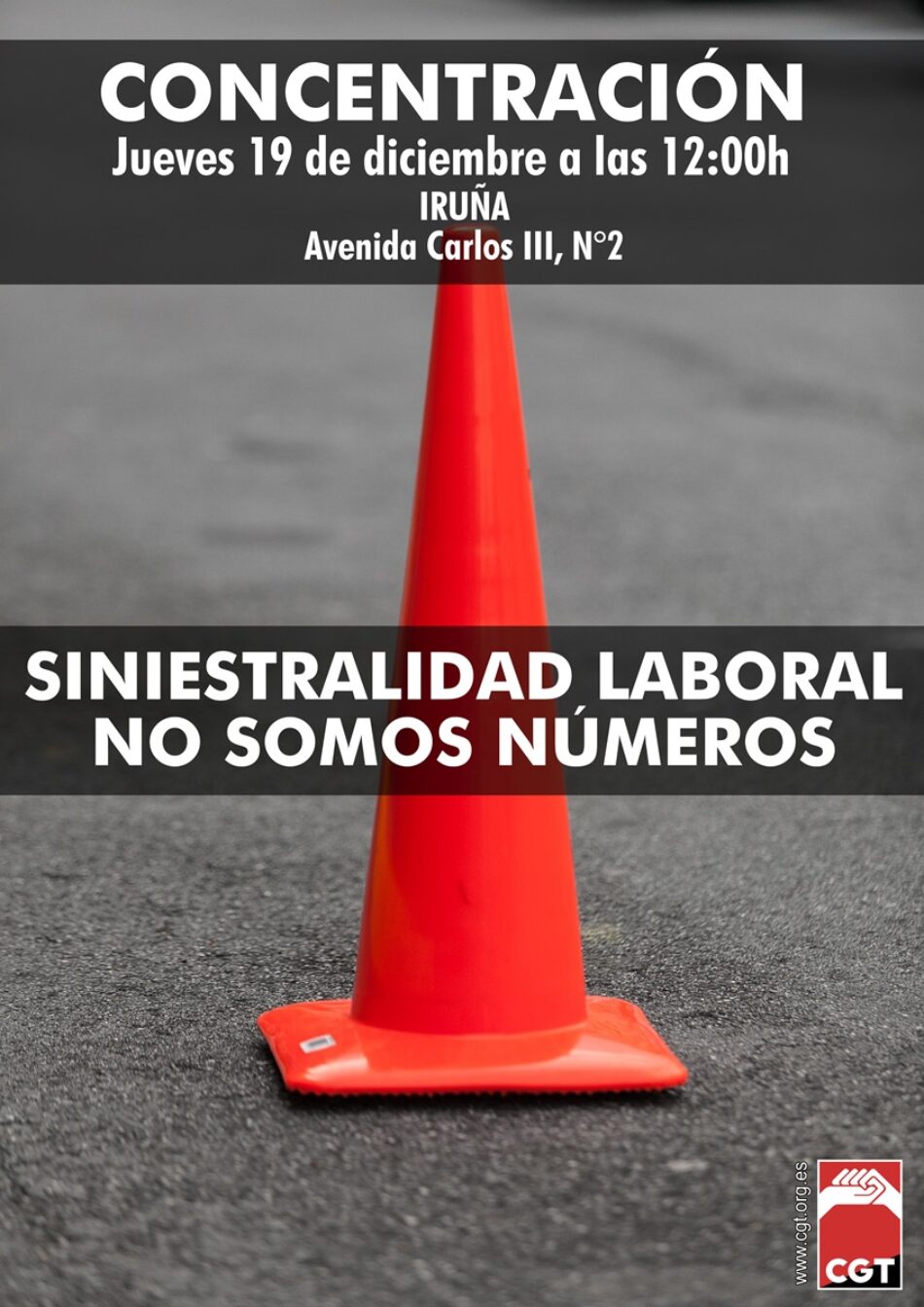 «Siniestralidad laboral no somos números»; convocada concentración en Iruña-Pamplona el 19 de diciembre