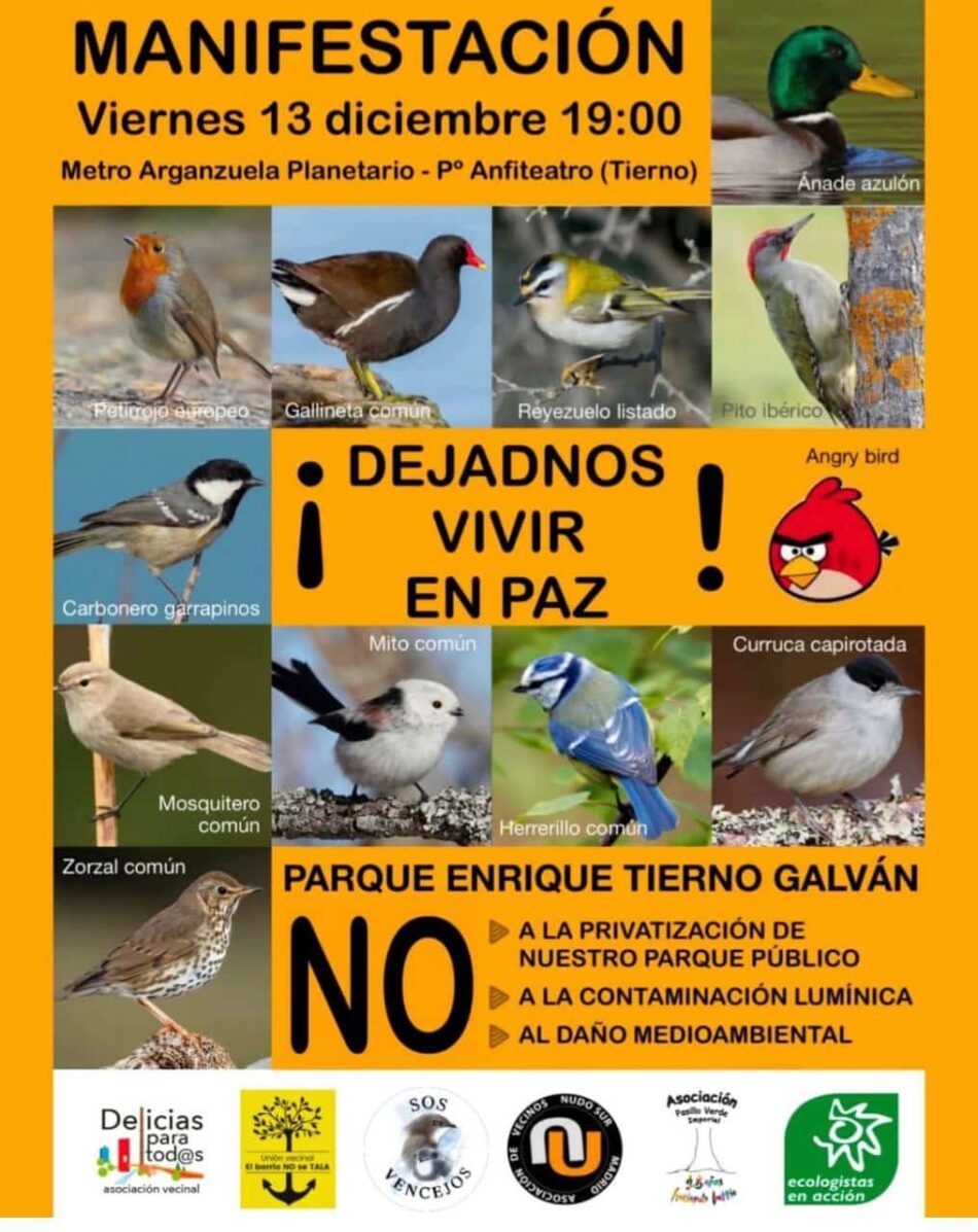 Nueva manifestación contra el daño medioambiental de los eventos en el parque Enrique Tierno Galván