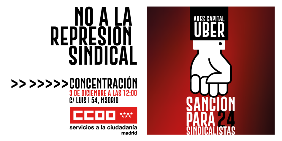 CCOO denuncia represión sindical en Ares Capital (UBER)