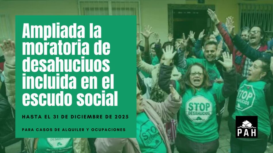 Ampliada la moratoria de desahucios de alquiler y ocupación hasta el 31 de diciembre de 2025