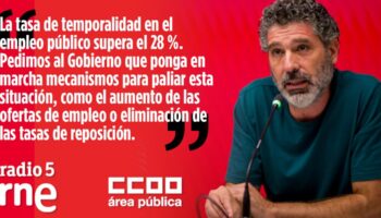 El coordinador del Área Pública de CCOO, Lucho Palazzo, exige aumentar la oferta de plazas y eliminar la tasa de reposición para que baje la temporalidad en el empleo público