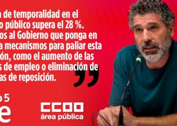 El coordinador del Área Pública de CCOO, Lucho Palazzo, exige aumentar la oferta de plazas y eliminar la tasa de reposición para que baje la temporalidad en el empleo público