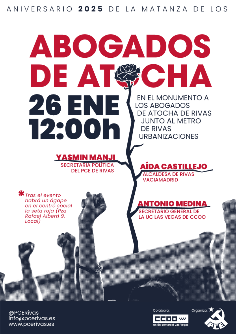 Acto homenaje a los abogados de Atocha, en Rivas Vaciamadrid el 26 de enero