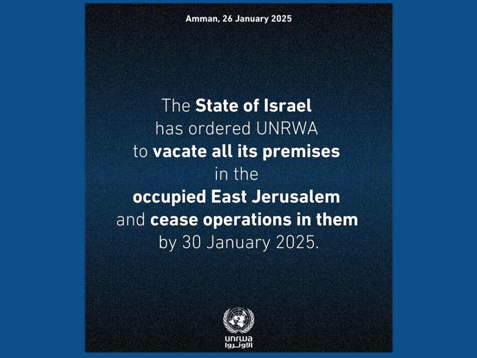 La Unrwa denuncia la intención de Israel de expulsarles de Jerusalén Este