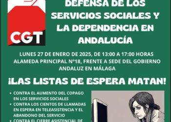 CGT: «Grito de socorro por la teleasistencia, valoración de dependencia y atención de adicciones en Andalucía»