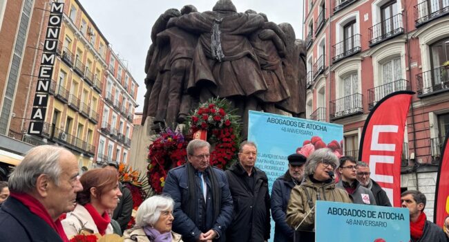 El monumento dedicado a los abogados asesinados en Atocha el 24 de enero de 1977 será declarado como Lugar de Memoria Democrática