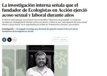 Ecologistas en Acción ante la filtración a ‘elDiario.es’ del informe preliminar de su Comisión contra el Acoso