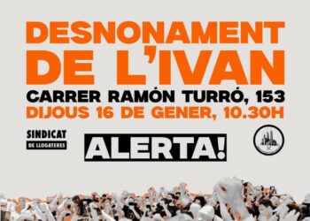 ¡Paremos el desahucio de Iván el jueves 16 de enero!10:30 h en Ramon Turró, 153, Poblenou