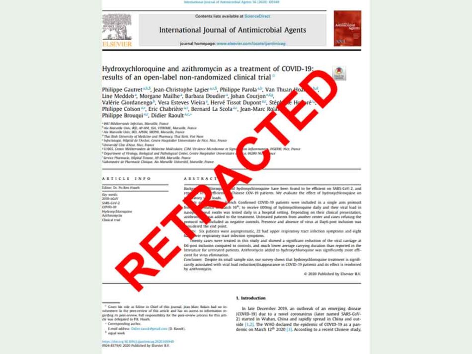 Una revista científica retira un artículo sobre el uso de la hidroxicloroquina contra la Covid-19 tras cuatro años de controversia