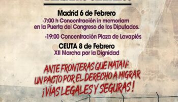 Concentraciones el 6 de febrero en Madrid: «Tarajal, no olvidamos». XII Marcha de la dignidad el día 8 en Ceuta