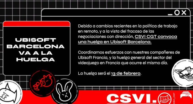 CGT convoca huelga en Ubisoft, la primera en el sector del videojuego en el Estado español