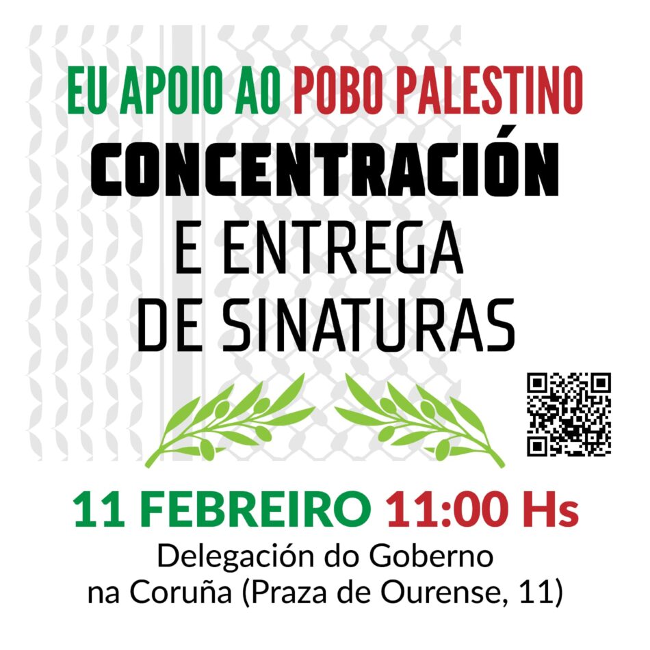 Plataforma compostela x palestina: Mais de mil cincocentas sinaturas de veciñas e veciños de Compostela e comarca en apoio ao pobo palestino dirixidas ao Goberno español