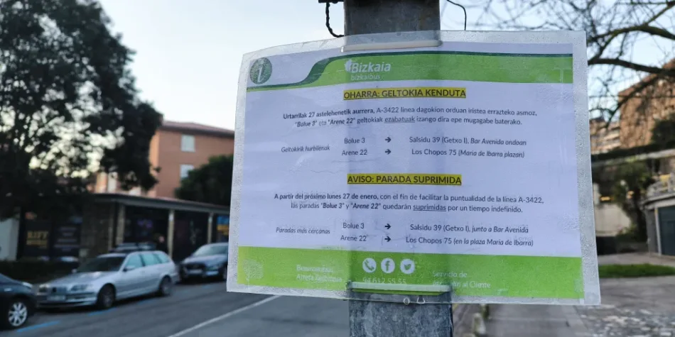 Podemos exige recuperar las paradas eliminadas por Bizkabus en Getxo