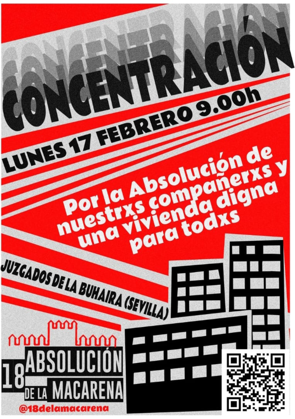 Barrios Hartos exige la absolución de los 18 de la Macarena: convoca concentraciones el 17 y 18 de febrero