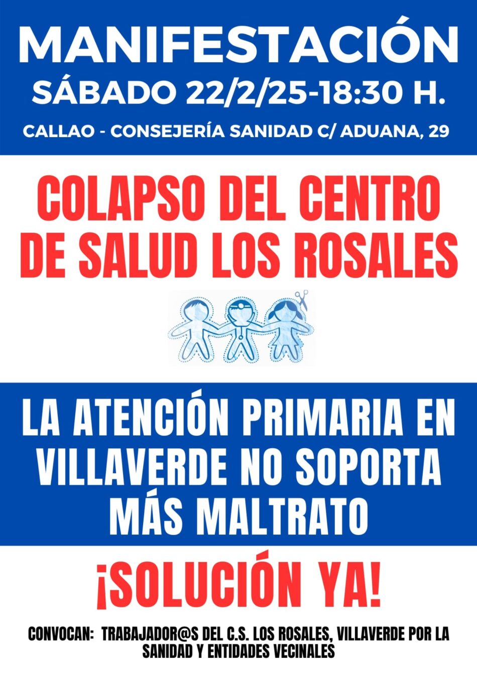 Manifestación hasta la Consejería de Sanidad para protestar por la crítica situación del Centro de Salud Los Rosales de Villaverde