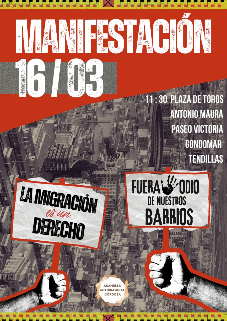 La Asamblea Antirracista de Córdoba convoca a manifestarse por la dignidad y los derechos de las personas migrantes este domingo