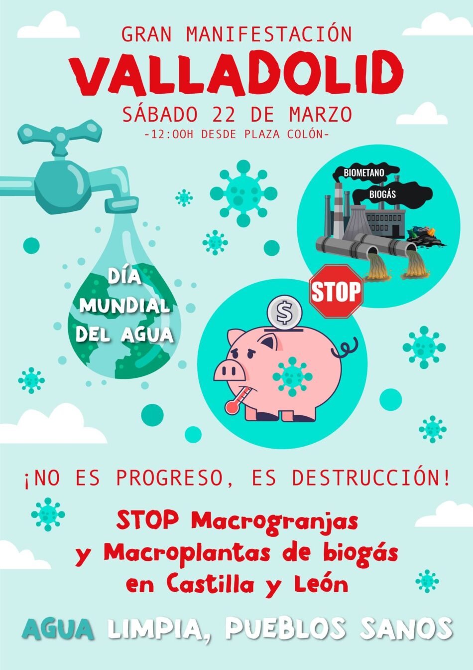 Movilización en defensa del mundo rural y entorno natural y contra la proliferación de macroplantas de biogás y de macrogranjas, el 22 de marzo en Valladolid