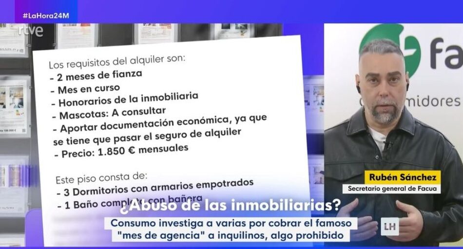 Rubén Sánchez (FACUA): «Hay que aplicar multas contundentes a las inmobiliarias que cobran a los inquilinos»