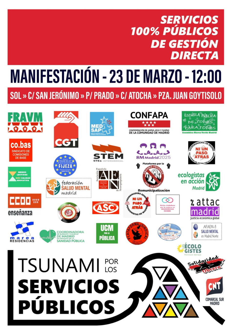 Este domingo, una manifestación exigirá servicios públicos de gestión directa sin lógicas de mercado