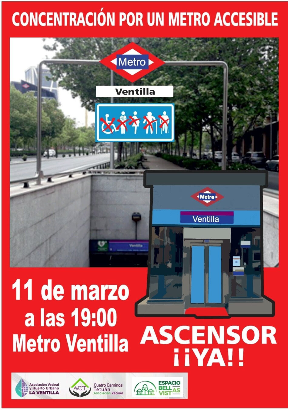 Segunda concentración en tres semanas para exigir la instalación de un ascensor en la estación de Metro de Ventilla